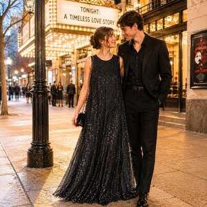 S·DEER / CONCEPT Black Sequin Maxi Dress